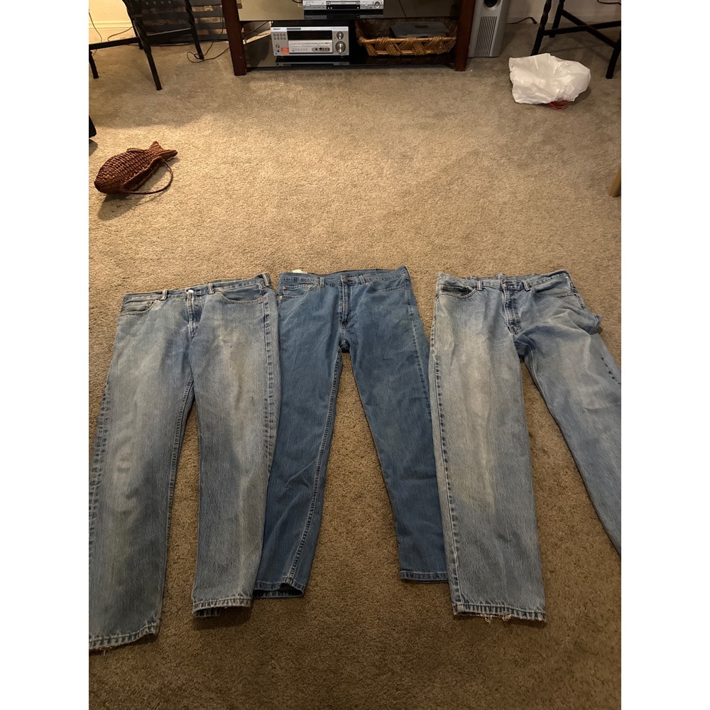 Lot of 3 Levis 550 Relaxed Fit Tapered Leg Blue Denim Jeans Mens 38x30 Bundle